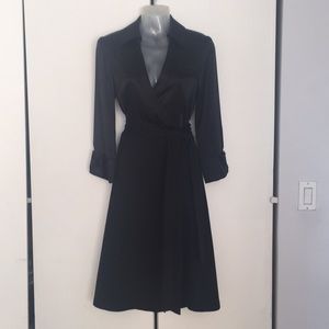 Diane von Furstenberg Black Silk + Wool Wrap Dress